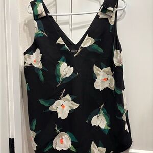 Banana Republic White and Green Floral Camisole